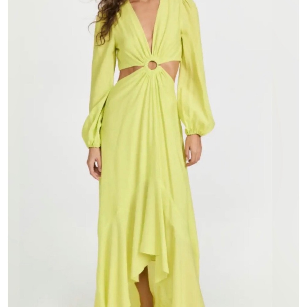 Jonathan Simkhai Swim Cutout Maxi Dress Neon‎ Lime Green Open Back Resort Size 4